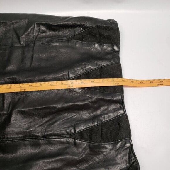 Vintage Jean-Claude Poitras Real Lamb Skin Leather Skirt Black Mini Bac… - Picture 10 of 12